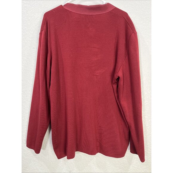 Vtg Salvatore Ferragamo Cardigan Sweater Womens XL Red Wool Pockets Gold Button - Picture 2 of 5